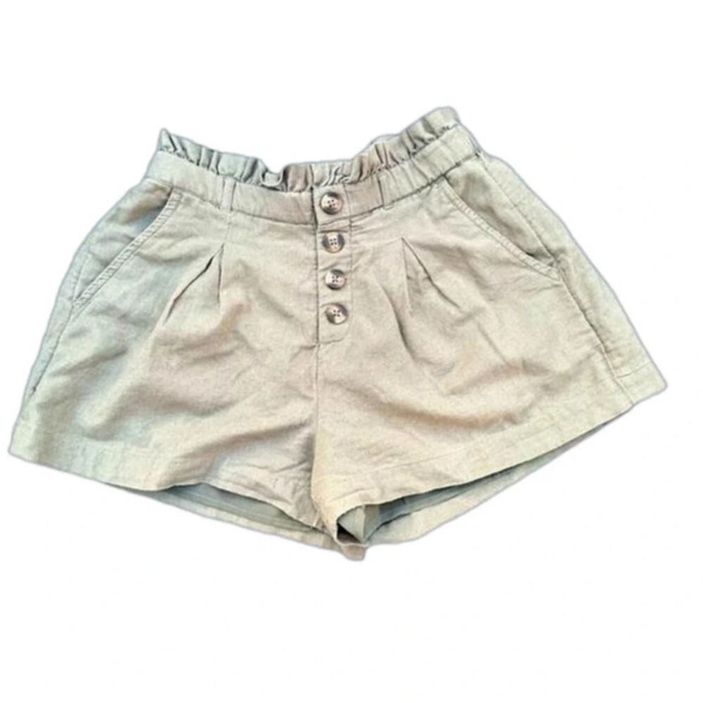 American Eagle green shorts small paper bag cinch waist sage preppy cottagecore